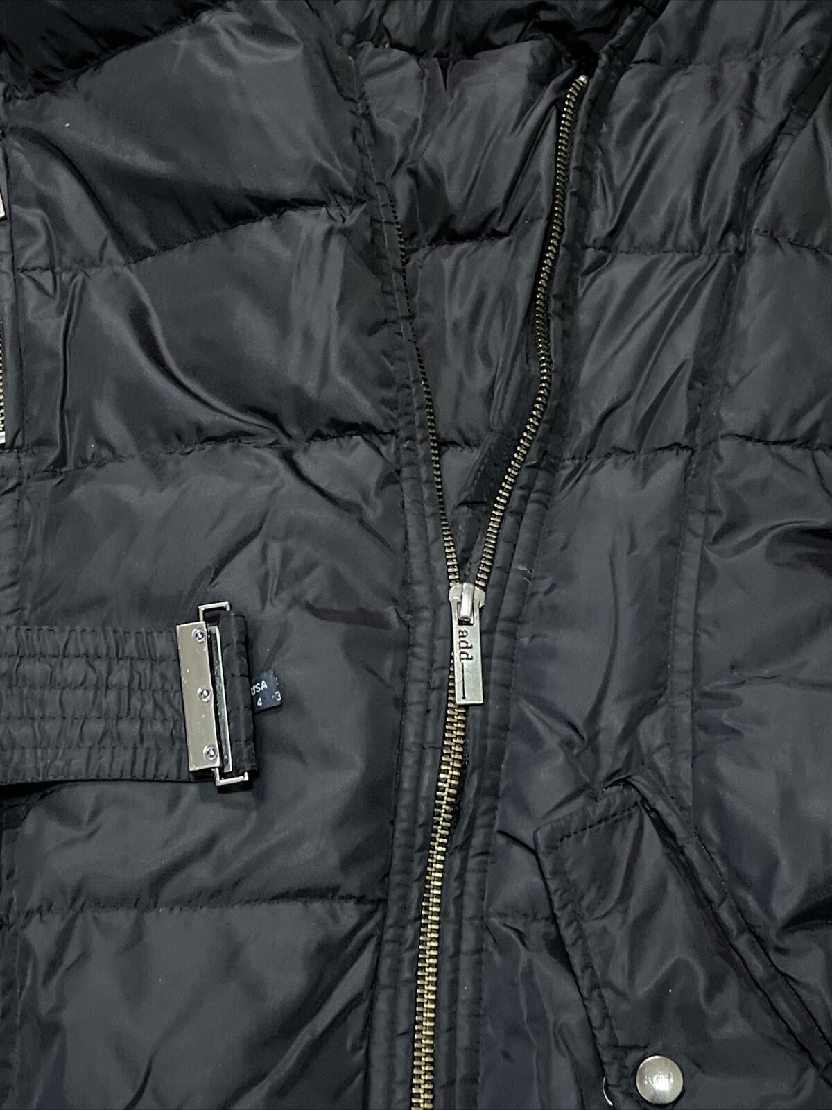Add Black Long Down Quilted Puffer Coat Jacket Zi… - image 4