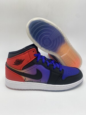 Nike Air Jordan 1 Mid SS (GS) Concord Black Red Shoes (DX4379 400) Size 6.5Y
