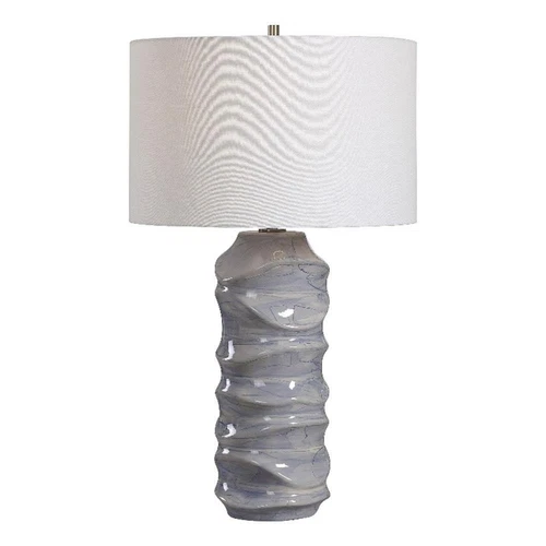 Uttermost Waves Transitional Ceramic Metal and Fabric Table Lamp in Blue/White - Picture 1 of 9