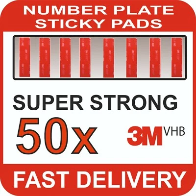 50x 3M DOUBLE SIDED STICKY Pads Strips TAPE STRONG fixing NUMBER PLATE