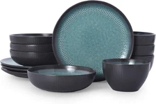 5267773 Maddox 12-Piece Dinnerware Set, Teal
