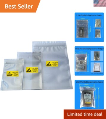 100pcs Assorted Anti-Static Bags for Hard Drives and Electronics - ESD Shielding