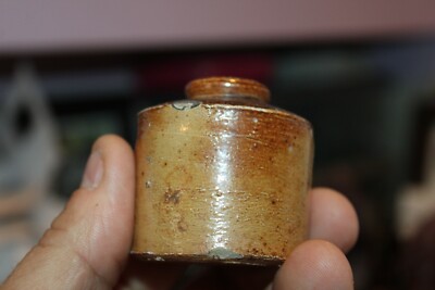 Antique, 2'', Round, Salt Glazed, Penny, Ink Well, Item # A - 4881