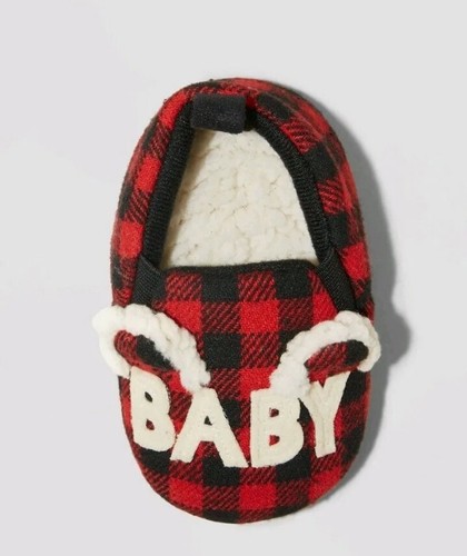 Wondershop Baby Bear Baby Slippers 9-12 Months Red Black Plaid Check New - Picture 4 of 4