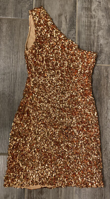 Anna-Kaci One Shoulder Sequin Mini Dress for Women, Gold / Small 4-6