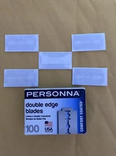 5 Double Edge Razor Blades, Personna Lab Blue Blade.