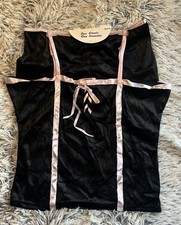Vintage Y2K Sleep Lingerie Set Lace 2 Piece Crushed Velvet Corset Size XL
