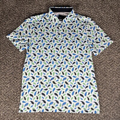 Good Good Golf Polo Mens M White Pais For Days Geometric Performance Structured