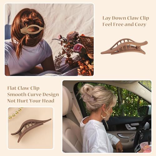 Flat Hair Clip 6 pcs Lay Down Claw Clips Hair Accessories for Women Transparent - Bild 5 von 7