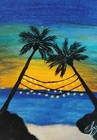 ACEO Original Acrylic Painting SUNSET SEASCAPE BEACH Miniature Art Card New