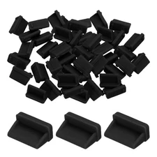 50pcs USB Type A Port Plugs Covers Caps Silicone Anti Dust Protector, Black