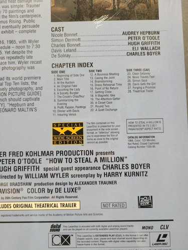 HOW TO STEAL A MILLION NEW Laserdisc LD WIDESCREEN Audrey Hepburn Peter O'Toole - Picture 4 of 7