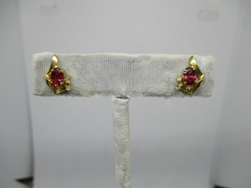 1.50ct Natural Ruby Diamonds Earrings 14K Yellow Gold - Picture 3 of 8