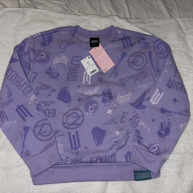 NWT Wicked Girls Purple Crew Neck Sweatshirt Size L (10/12)