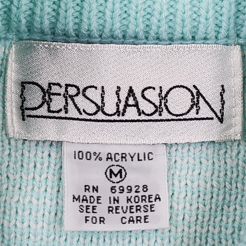 Maglione vintage anni 80 PERSUASION pastello acqua fiocchi finto collo USA nonna coquette - Foto 5 di 10