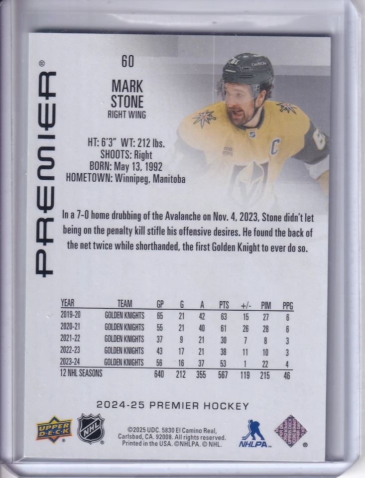 2024-25 UPPER DECK PREMIER MARK STONE #60 029/299 - Image 2 of 2