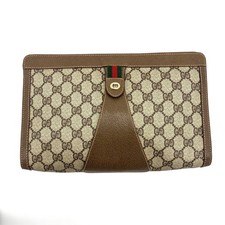 Borsa pochette Gucci GG tela linea sherry marrone righe web vintage autentica