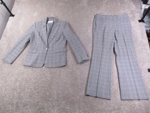 Jones New York Suit Size 10 Womens Outfit Gray Plaid Polyester Blend Lined