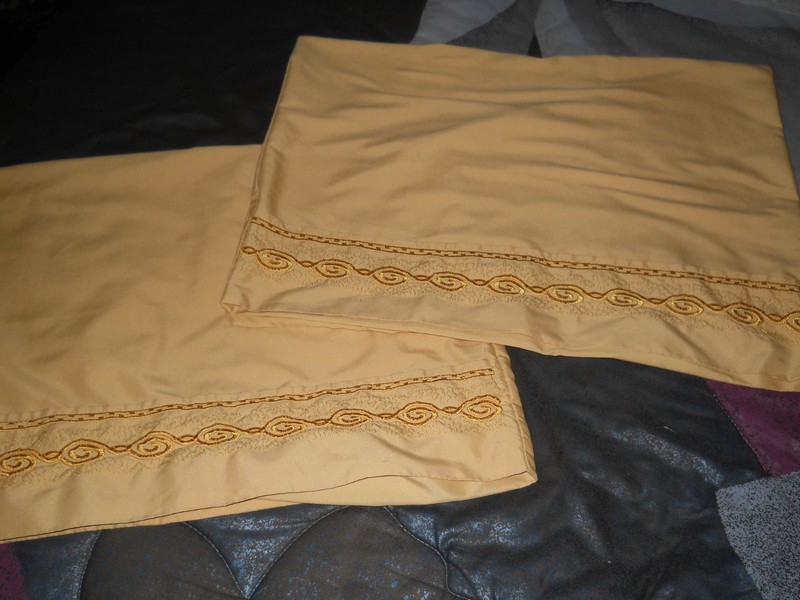 Pair QUEEN Size Pillowcases ~ Gold ~ Microfiber