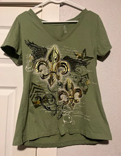 Bobbie Brooks Girls L Green V-Neck Short Slee...