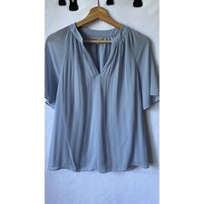 HM Light Blue Pleated Chiffon Blouse Short Fl...