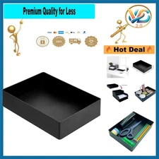 Basics Plastic Desk Organizer Accessory Tray 9.4x6.7x2 Inches Black New