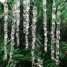 Christmas Tree Clear Icicle Ornaments Decoration Xmas Home Decor Set Of 25