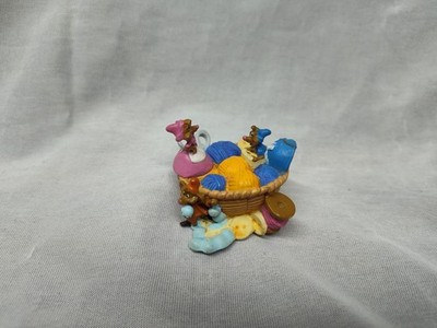 Vintage Three Mice in Basket Disney Cinderella 1.5'' PVC Figure Jaq Suzy Perla 