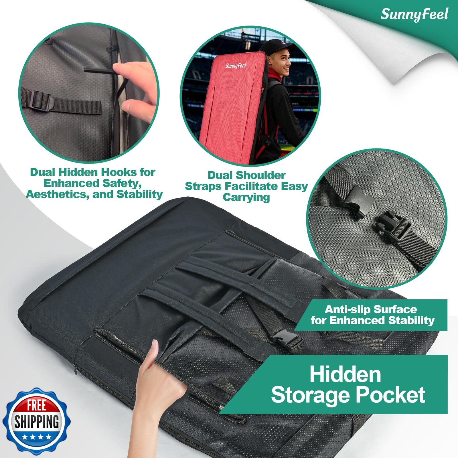 SUNNYFEEL Stadium Seats with Back Support Cushion Wide for Bleachers, Bleache