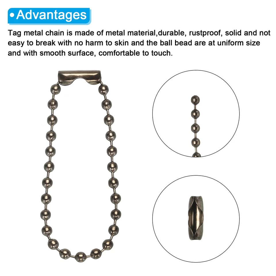 200Pcs Cadena de cuentas de bola marrón claro a granel de 4.72in de largo cadena de metal para manualidades de bricolaje Foto 3 de 4