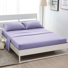 4-Piece Bed Sheet Set 1 Fitted Sheet 1 Flat Sheet 2 Pillowcases Queen Size Purpl