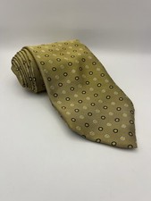 Grant Thomas Silk Tie Gold Black White Geometric Made In USA Jacquard