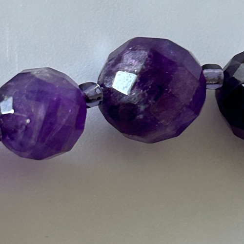 Vtg genuine faceted amethyst gemstone necklace Graduated stones 17-20” - Picture 8 of 12
