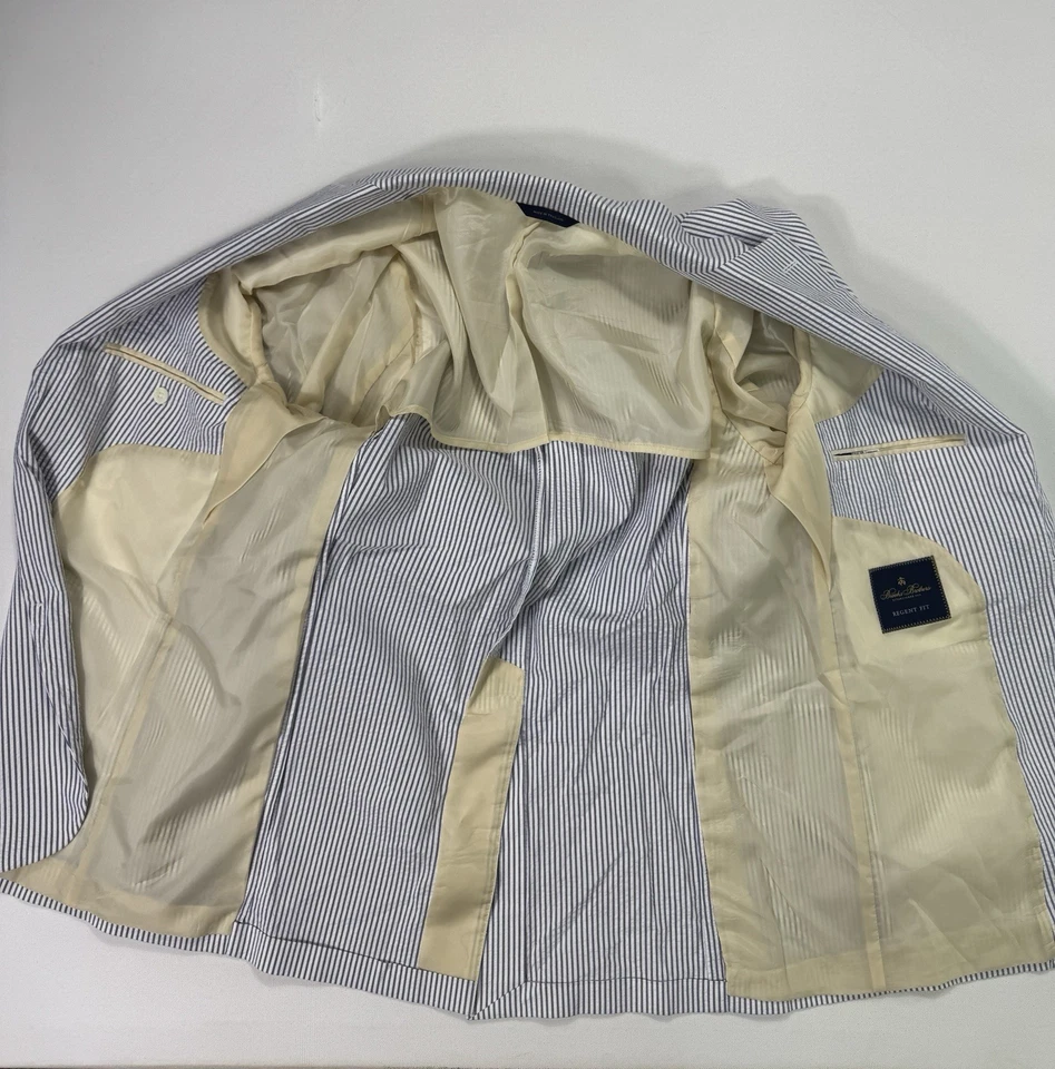 Abrigo deportivo Brooks Brothers Regent Seersucker para hombre 42R azul a rayas preppy Foto 3 de 4