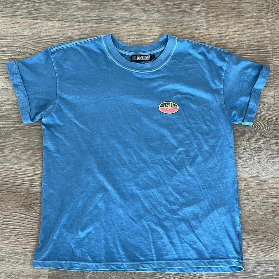 Girl Dangerous Sweet Life Boyfriend Tee | Denim Blue Oversized Fit | Size Small - Image 4 of 4