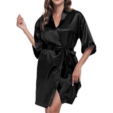 Women'S Satin Robe Short Silky Bathrobes Bridesmaid Bride Wedding Party Robes  