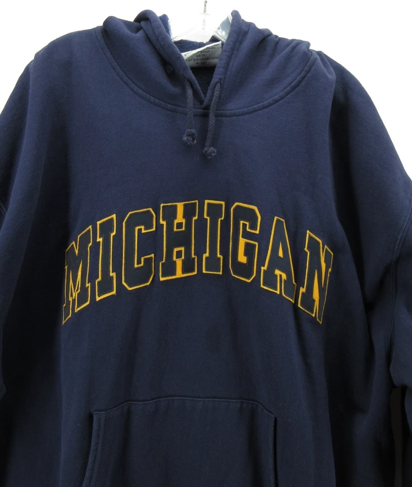 VINTAGE University of Michigan Wolverines Sweatshirt Men XXL Blue Majestic 90s * - Image 2 of 4