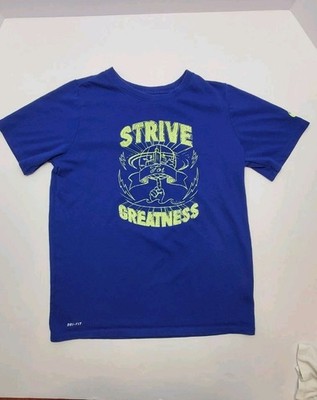 Nike Dri Fit Shirt Boys Size L Large Youth Strive For Greatness Blue Dri-Fit