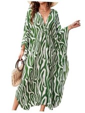 Kaftan Cover Up for Women V Neck Batwing Sleeve Plus Size Caftan Dress 100