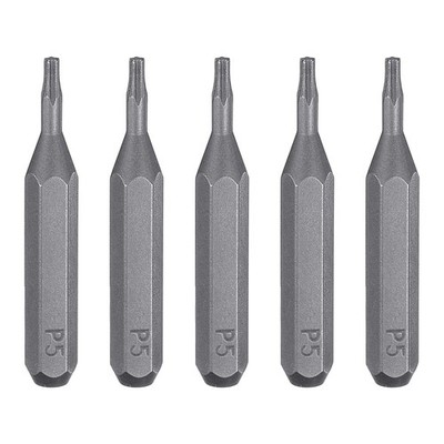5pcs P5 Magnetic Pentagon Screwdriver Bit 5/32'' Hex Shank 28mm Length S2 Steel