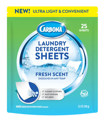 Carbona Laundry Detergent Sheets 25 Count Eco Friendly Stain Remover