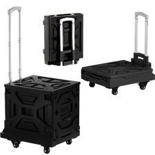 Foldable Utility Cart with Wheels - Heavy Duty Collapsible Rolling Cart for S...