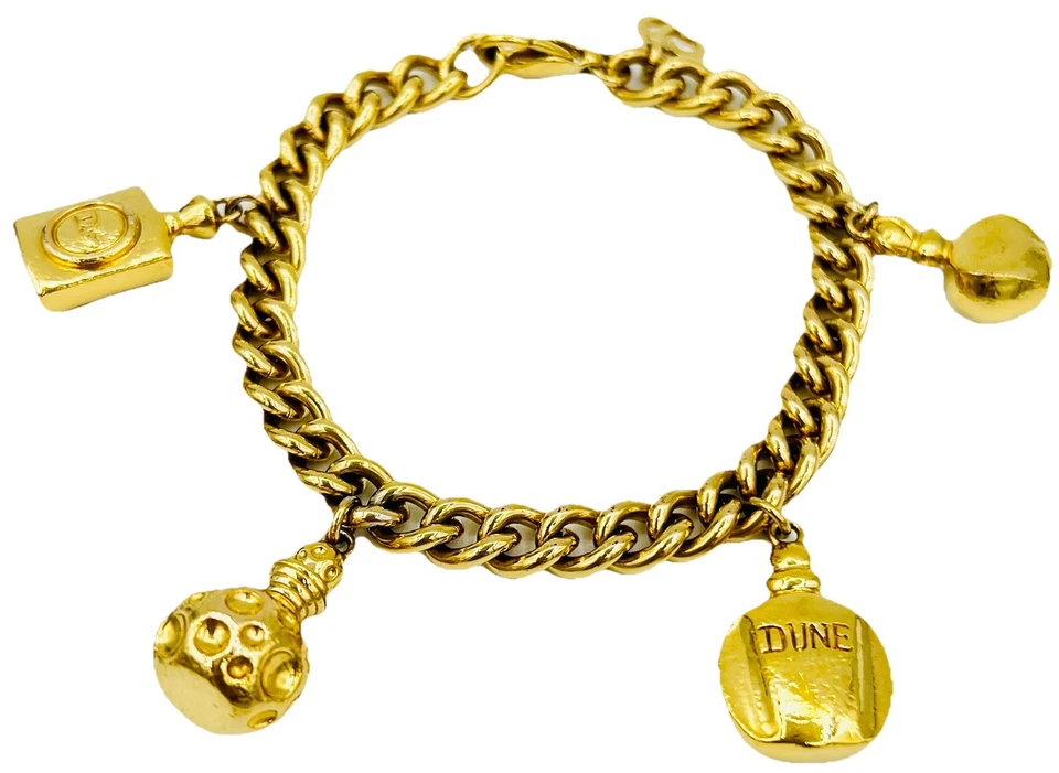 Vintage DIOR Parfüm-Anhänger Vergoldet,Armband,Armkette,Schmuck ca.19.50 cm.