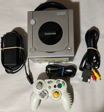 Nintendo Gamecube Platinum Silver Console DOL-101 w/ Cables & Controller TESTED