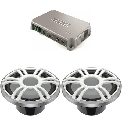 Hertz HMD1 High Power Marine Mono Amplifier with 2 HMS 12 S4-LD-SW 12'' 4 Ohm ...