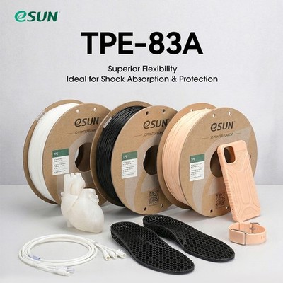eSUN 3D Printer Filament Flexible High Elasticity TPE-83A 1.75mm 1KG 3D Printing