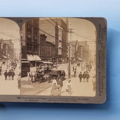 St Louis MO Stereoview um 1904 USA Echtfoto Antik Blick auf Broadway