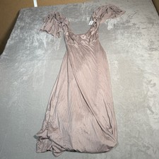 Free People FP Beach Dress Womens Large Pink Flutter Sleeve Slinky Maxi Boho