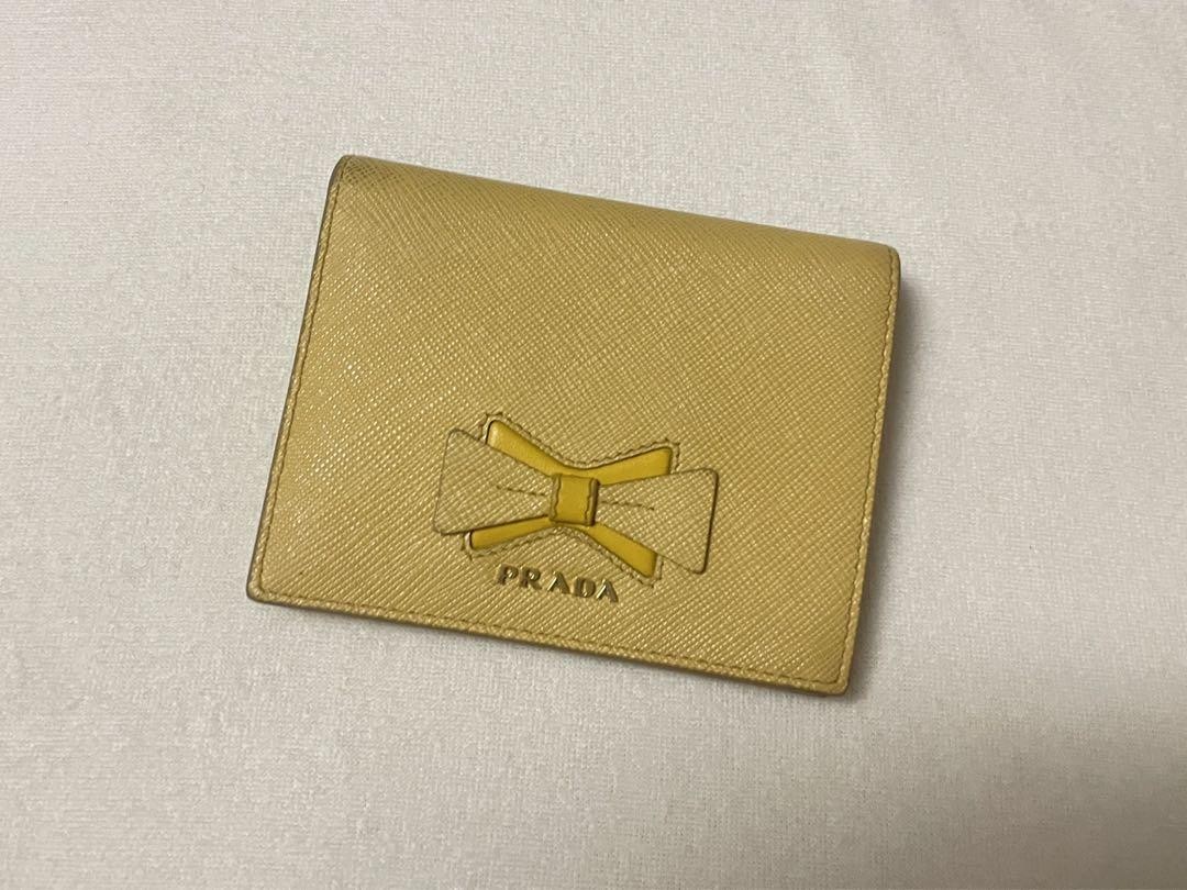 Prada Ribbon Bi-Fold Wallet in Saffiano Leather