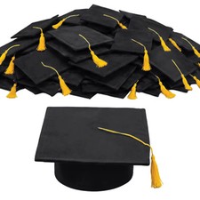 Bulk Kids Black Felt Elementary School Graduation Caps with Tassel for 36
